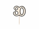PartyDeco Party Candle Age 30 White 5.5cm