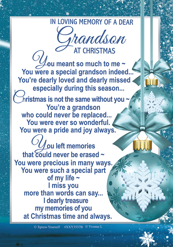 Xpress Yourself 6 Pack Memorial Cards Grandson