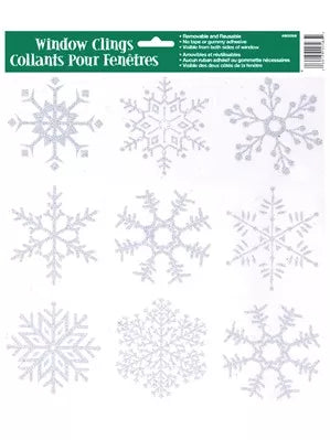 Glitter Snowflake Window Clings 9pk