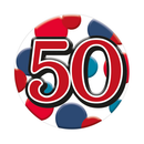 Six small Tiger Feet birthday badges with "50" age design, ideal for celebrating a 50th birthday event.