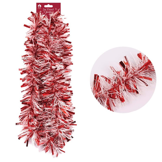 Tallon 12 Pack Tinsel Chunky Red & White 2M