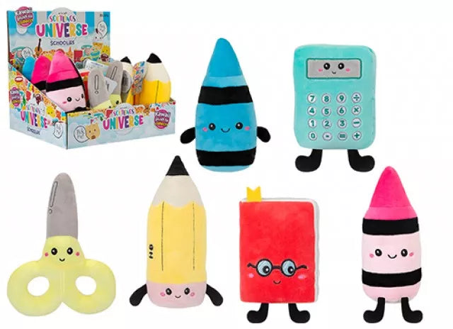 Set of 12 Softlings Schoolies soft toys from PMS International, 16cm plush animals in various colorful designs.