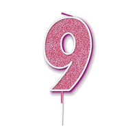 Oaktree Party Candle Number 9 Pink 7.5cm