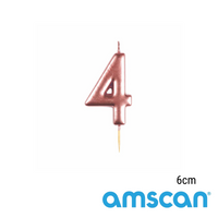 Amscan Rose Gold Number 4 Candle 6cm