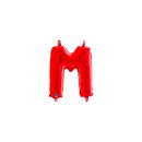 Red 14-inch Grabo foil balloon in the shape of the letter M, with shiny metallic surface and vibrant color.