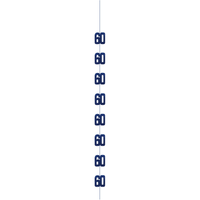 Blue 5ft hanging decor with "Age 60" glitter design for party decorations by Unique, perfect for milestone celebrations.