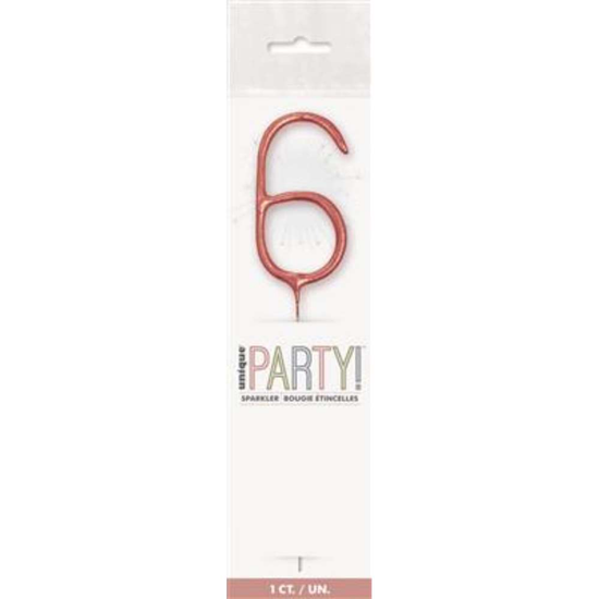 Unique Party Candle Sparkler Number 6 Rose Gold 7