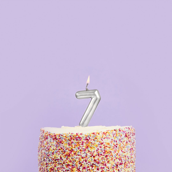 Hootybaloo Party Candle Number 7 Metallic Silver
