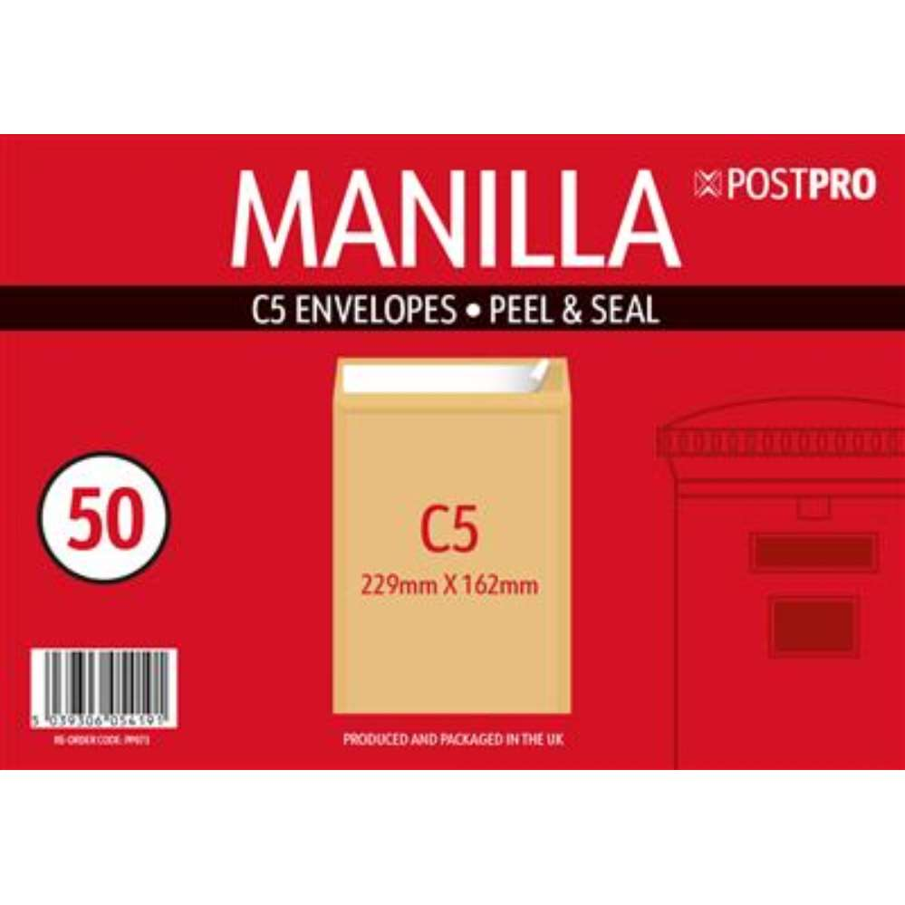 50pk Redfield Envelopes C5 162x229mm Manilla