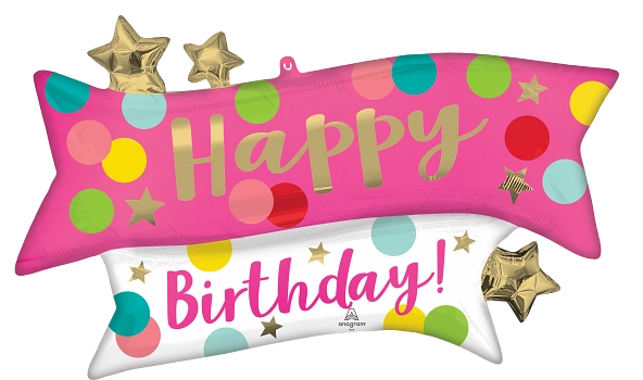 Anagram Pink Confetti Birthday 38" Foil Baloon