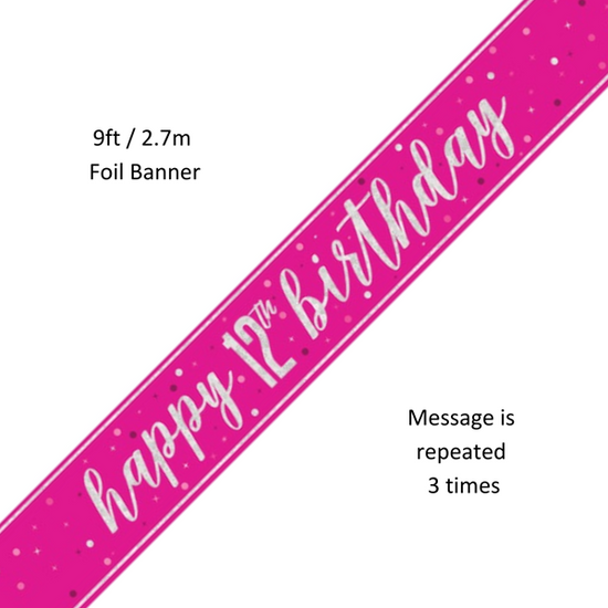 Unique Banner Pink Glitz Age 12 9ft