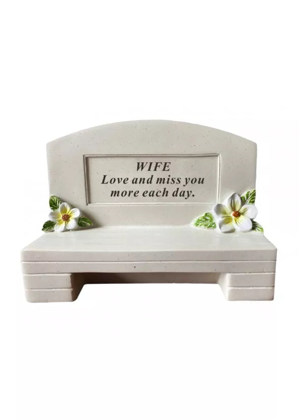 David Fischoff Memorial Bench Wife keepsake with engraved design, crafted from durable material, for honoring loved ones.