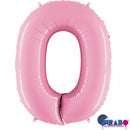 Pastel pink Grabo foil balloon shaped as the number 0, measuring 40 inches, suitable for celebrations and decorations.