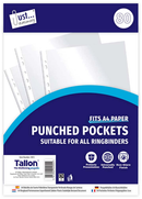Clear Plastic A4 Punched Pockets 80pk