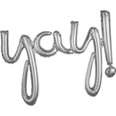 Foil Balloon Script Yay! Silver 35