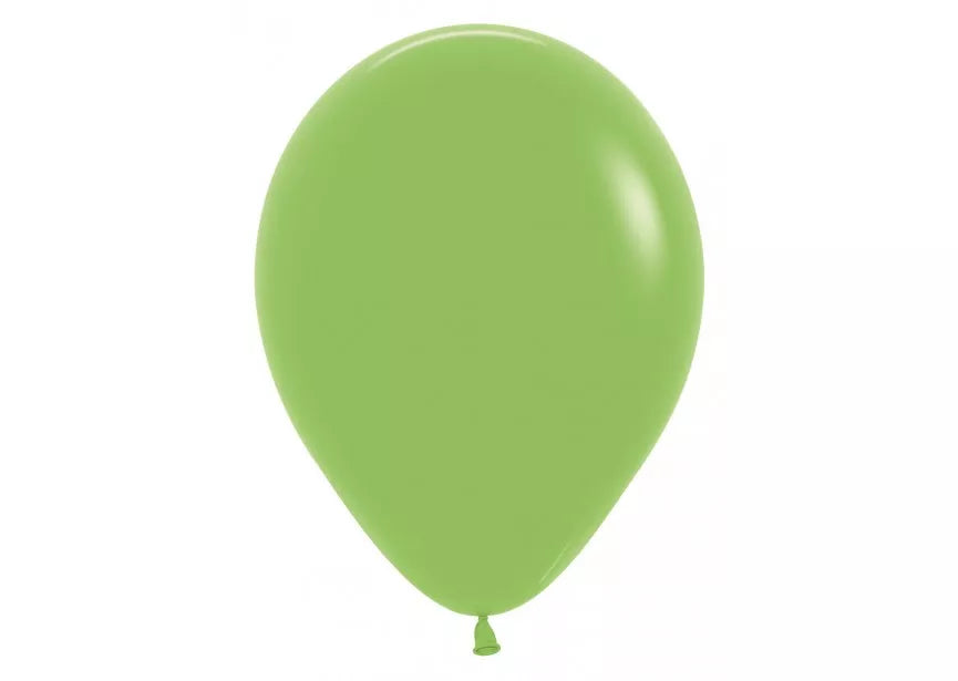Sempertex Fashion Lime Green 12-inch latex balloons, 12-pack, designed for decorating events and celebrations.