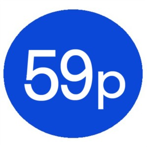 1000 Blue 59p Price Stickers - Single Roll