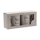Amore 2 Pack Mugs Mr Right/Mrs Always Right
