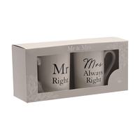 Amore 2 Pack Mugs Mr Right/Mrs Always Right