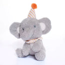 Tiger Feet soft toy elephant wearing a party hat, 20cm plush elephant for children or collectors.