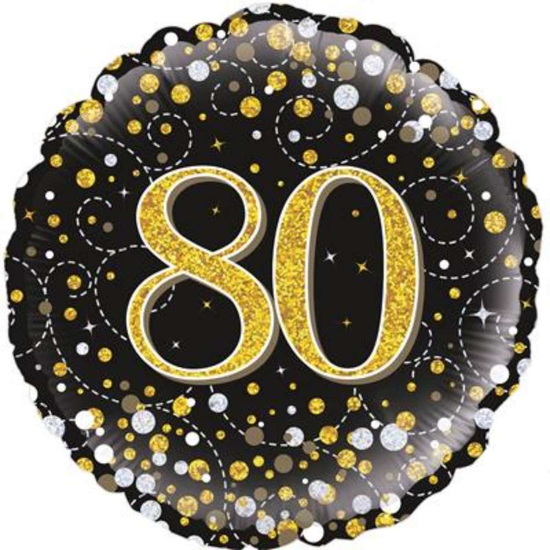 Oaktree Sparkling Fizz 80 Black 18" Foil Balloon