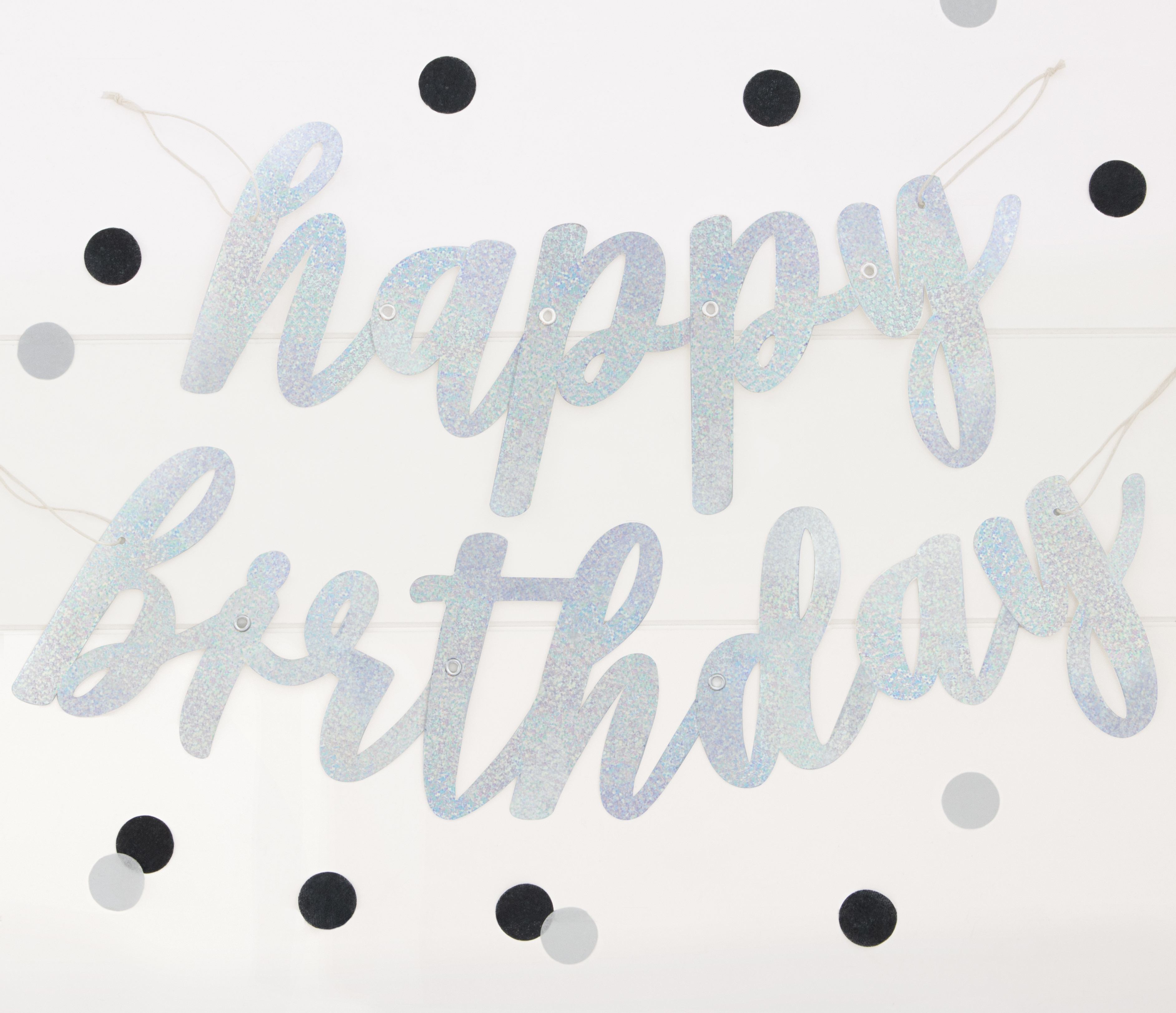 Unique Script Banner Silver Glitz Birthday