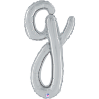 Grabo Foil Balloon Silver Script 14" Letter G