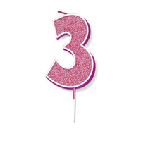 Oaktree Party Candle Number 3 Pink 7.5cm