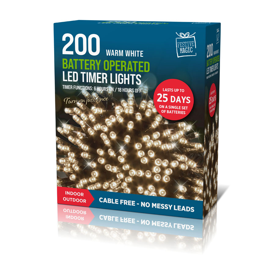 LED Lights Timer Warm White 200pk