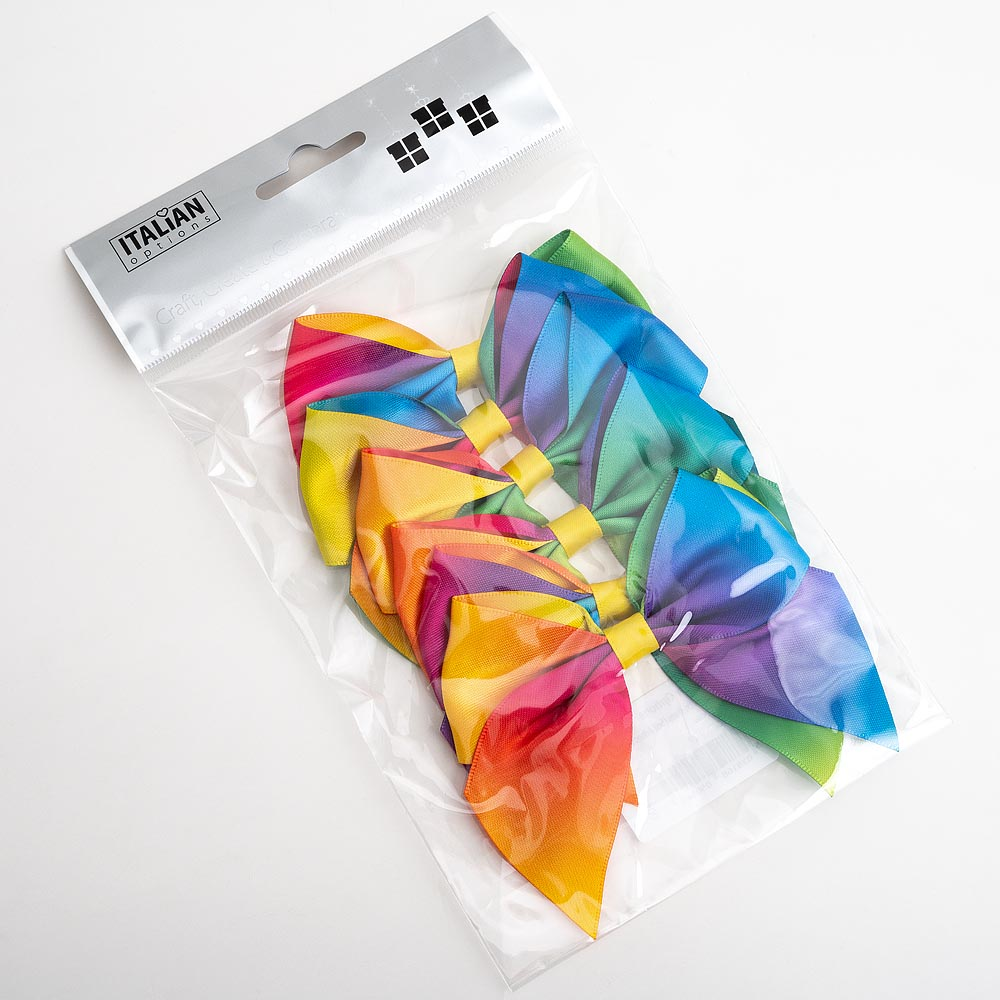 Italian Options 6 Pack Ribbon Bows Rainbow 10cm