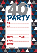 Age 40 Male Birthday Invitations 10x20pk