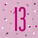 Pink Glitz 13th Birthday Napkins 16pk