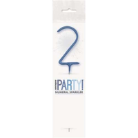 Unique Party Candle Sparkler Number 2 Blue 7