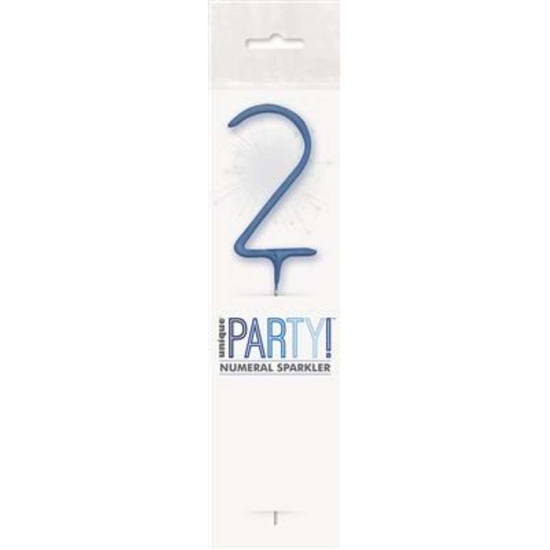 Unique Party Candle Sparkler Number 2 Blue 7