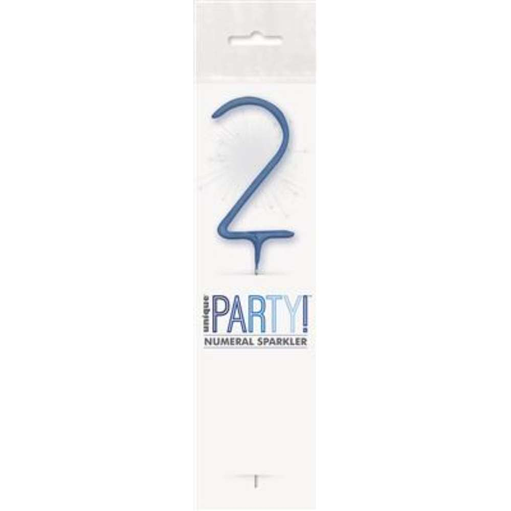 Unique Party Candle Sparkler Number 2 Blue 7