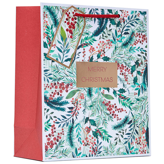 Partisan 6 Pack Gift Bag Festive Foliage Medium