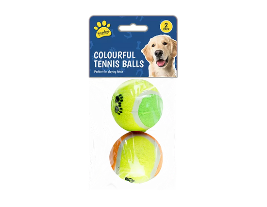 Dog Colourful Tennis balls 2pk