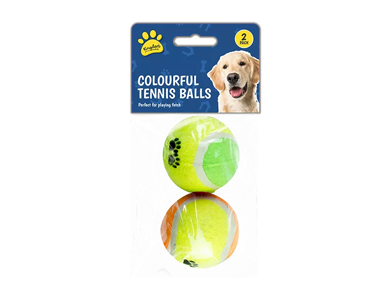 Dog Colourful Tennis balls 2pk