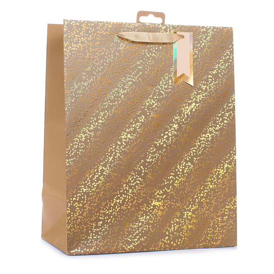 Tiger Feet 6 Pack Gift Bag Gold Sparkle Small