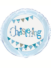 Unique Foil Balloon Christening Bunting Blue 18