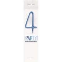 Unique Party Candle Sparkler Number 4 Blue 7