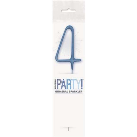 Unique Party Candle Sparkler Number 4 Blue 7