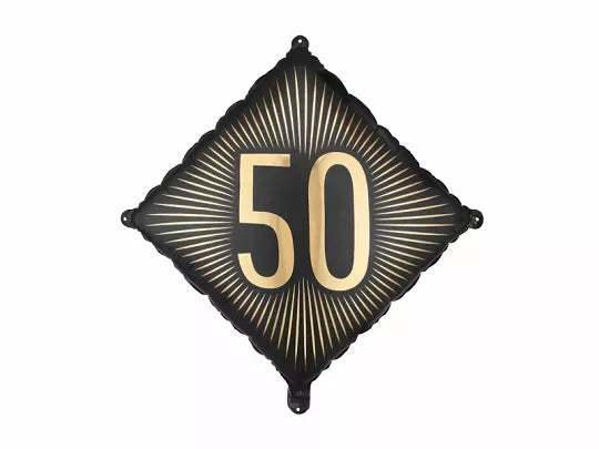 PartyDeco Foil Balloon Black & Gold Age 50 18"