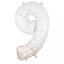 Oaktree foil balloon number 9 in fizz rose gold, 34 inches tall, shiny metallic surface and vibrant color for celebration.