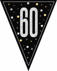 9ft Flag Bunting Age 60 Glitz Black