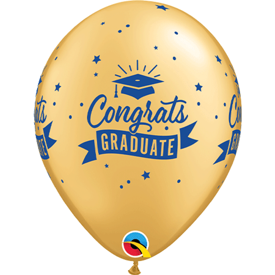 25 11" Latex Balloons Gold Congrats Grad Banner