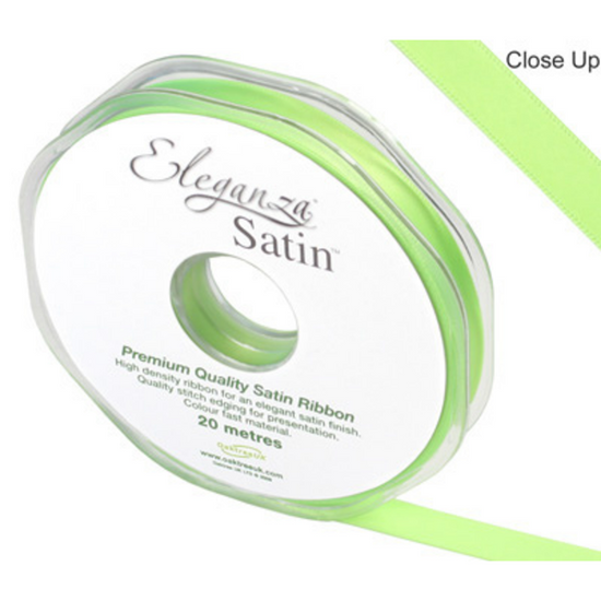Eleganza Satin Ribbon Lime Green 10mm x 20m