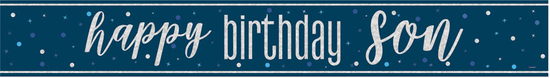 Unique Banner Blue Glitz Happy Birthday Son 9ft