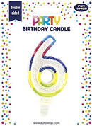 Eurowrap Party Candle Number 6 Glitter Rainbow