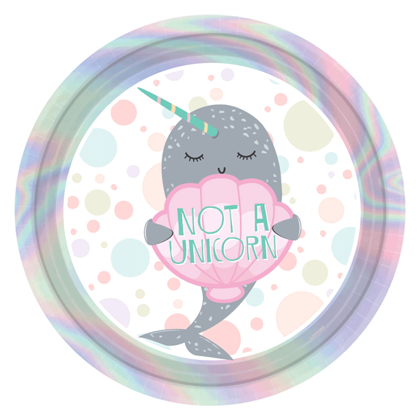 Amscan 8 Pack Plates Narwhal Party 23cm